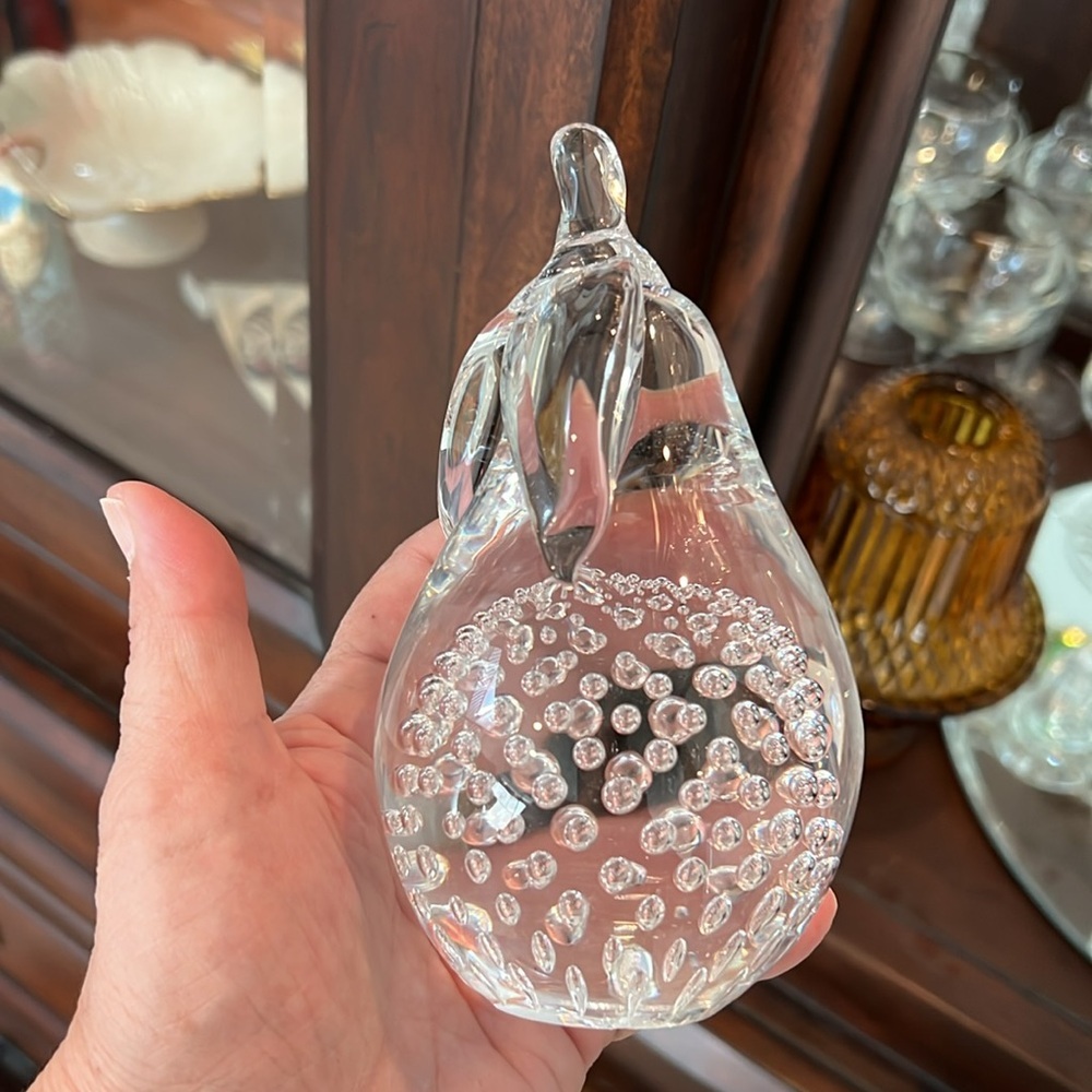 Handblown Bullicante Pear Swedish Paperweight Art Glass by FM Ronneby